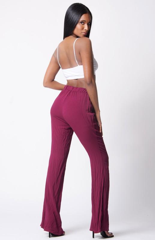 Elastic Waist Wide Legs Pants - YuppyCollections