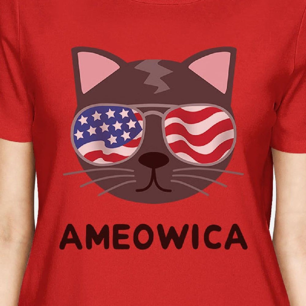 Ameowica Womens Funny Fourth Of July T-Shirt Gifts For Cat Owners - YuppyCollections