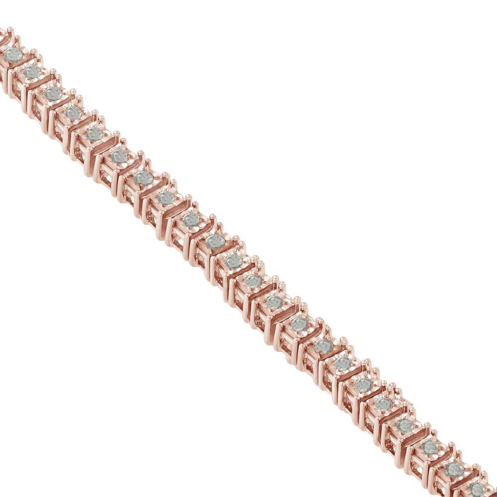 Rose Plated Sterling Silver 1ct. TDW Rose-cut Diamond Tennis Bracelet (I-J, I3-Promo) - YuppyCollections