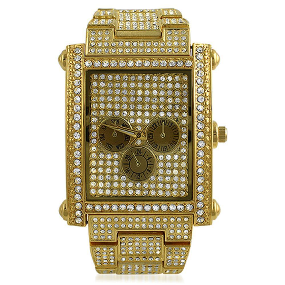 Custom Rectangle Gold Watch - YuppyCollections