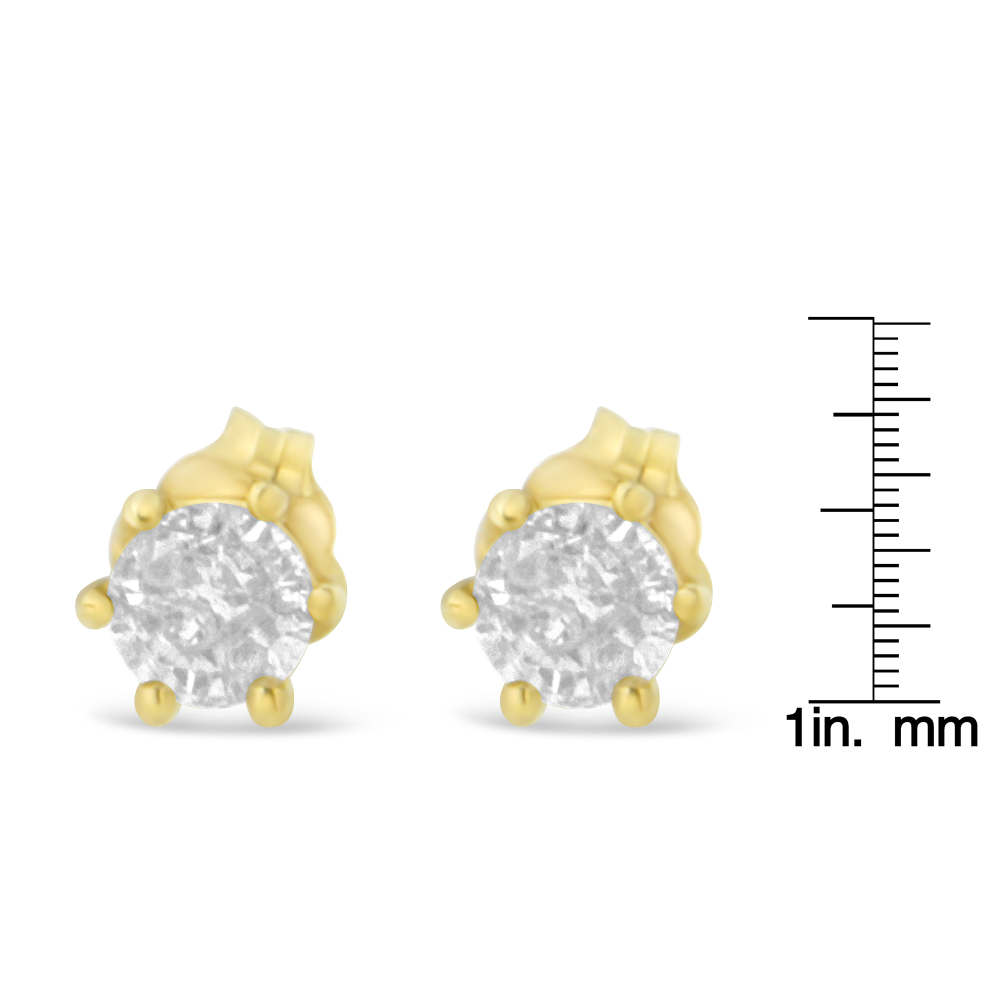 14K Yellow Gold 6-Prong 0.4ct. TDW Diamond Stud Earrings (I-J, I2-I3) - YuppyCollections