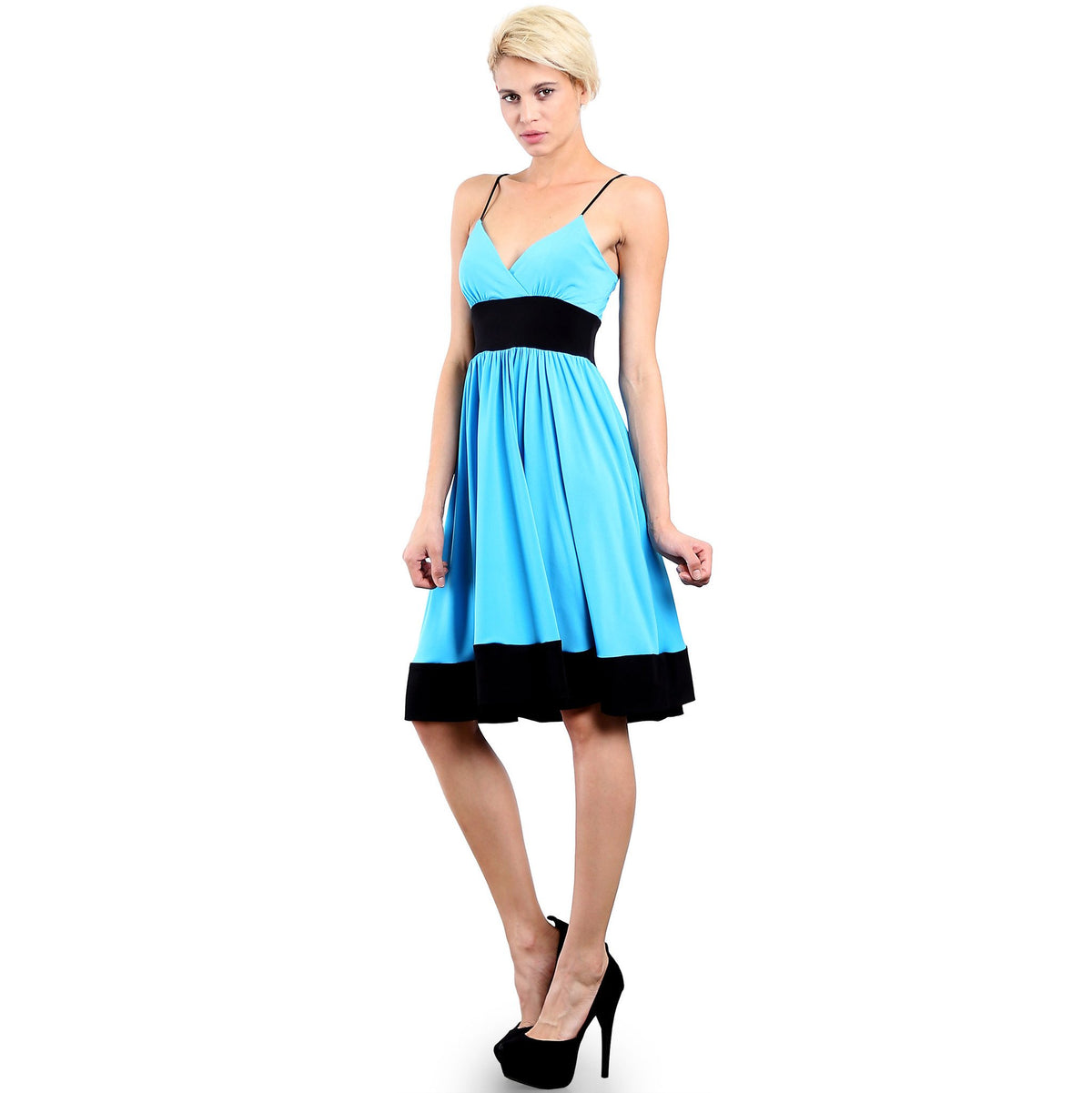 Evanese Women's Fashion Color Blocking Jersey Casual Cocktail Party Dress - YuppyCollections