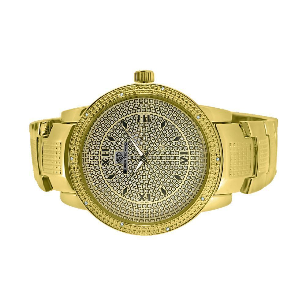 Fancy Gold Super Techno Real Diamond Watch - YuppyCollections