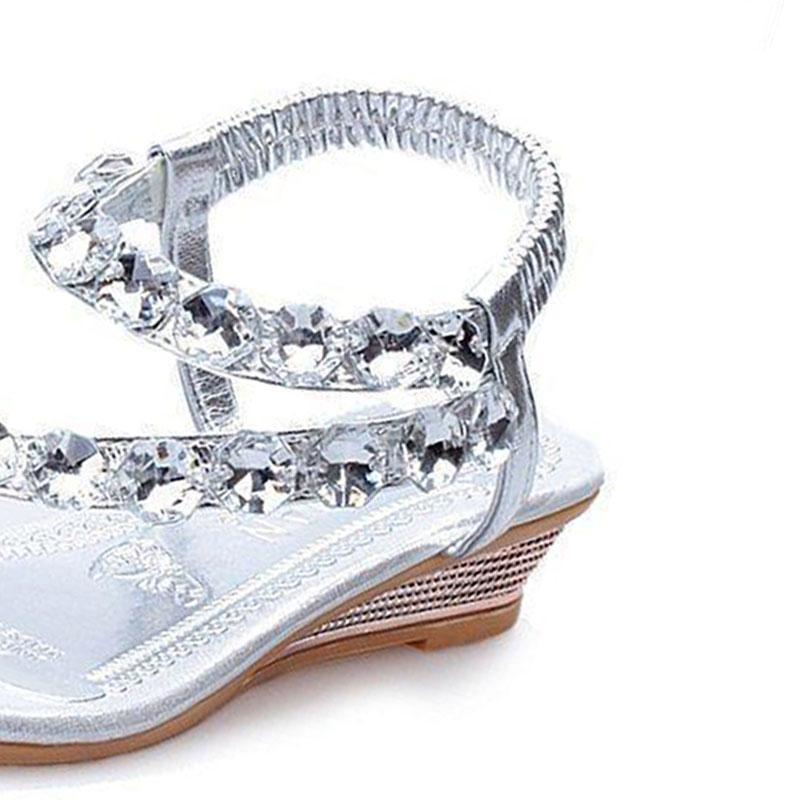 Womens Rhinestone Slip on Khaki Sandals - YuppyCollections