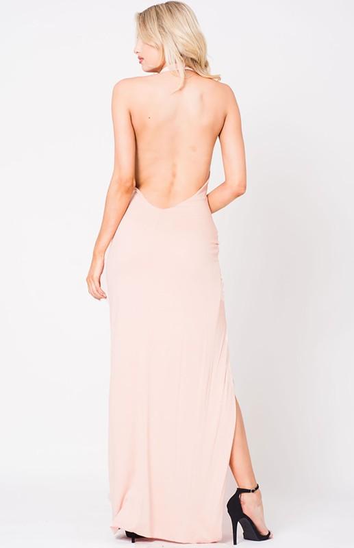 SIDE SLIT HALTER MAXI DRESS - YuppyCollections