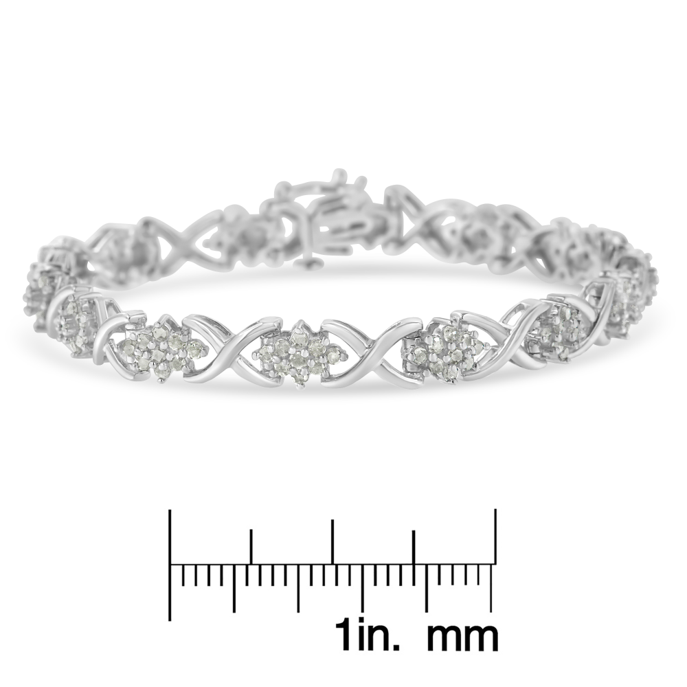 Sterling Silver 2.25ct TDW Rose-Cut Diamond Link Bracelet (I-J,I3) - YuppyCollections