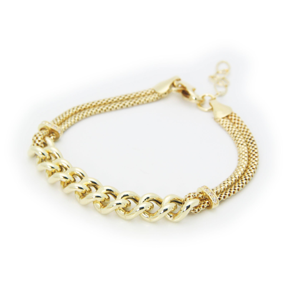 Double Golden Mesh Links Bracelet - YuppyCollections