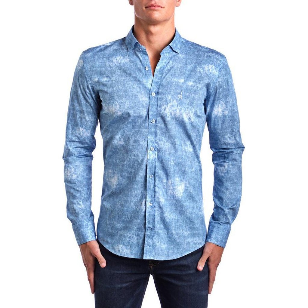 Ocean Blue Slim Fit Dress Shirt - YuppyCollections