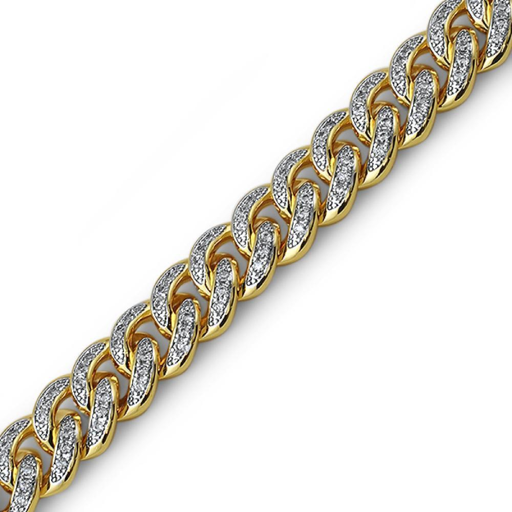 Gold Miami Cuban CZ Bracelet 13MM - YuppyCollections