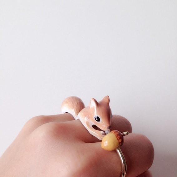 Mary Lou Orange Squirrel Ring - YuppyCollections