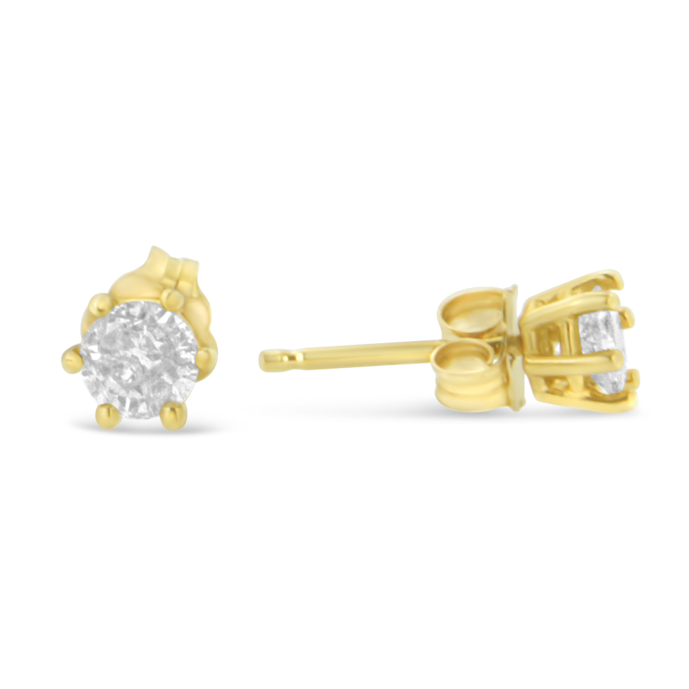 14K Yellow Gold 6-Prong 0.4ct. TDW Diamond Stud Earrings (I-J, I2-I3) - YuppyCollections