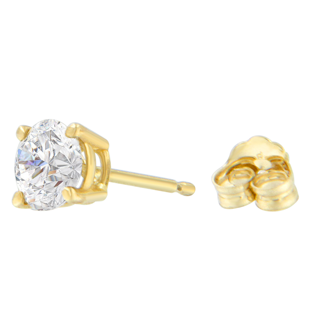 14kt Yellow Gold 0.33ct. TDW Solitaire Diamond Stud Earrings (K-L,I2-I3) - YuppyCollections