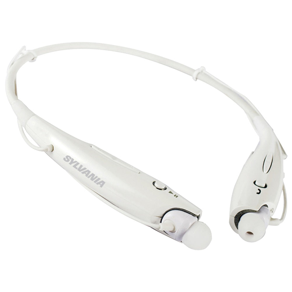 SYLVANIA(R) SBT129-C-WHITE Bluetooth(R) Sports Headphones with Microphone (White) - YuppyCollections