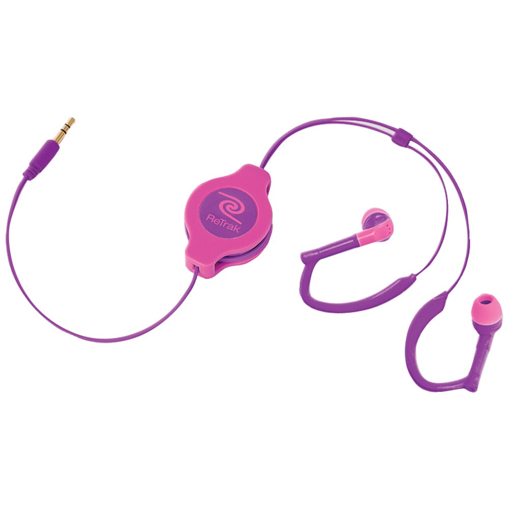 ReTrak(R) ETAUDWPKRL Retractable Sports Wrap Earbuds (Neon Pink/Purple) - YuppyCollections