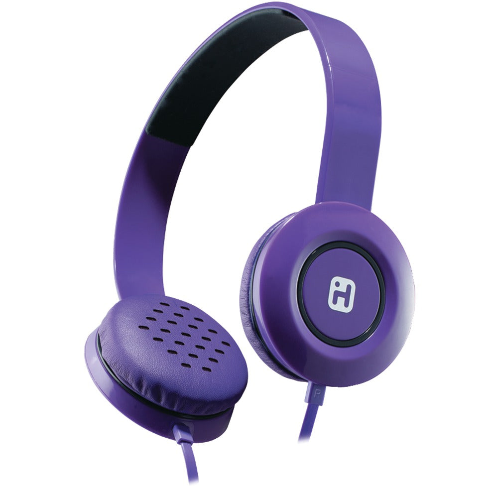 iHome(R) iB35UBC Stereo Headphones with Flat Cable (Purple) - YuppyCollections