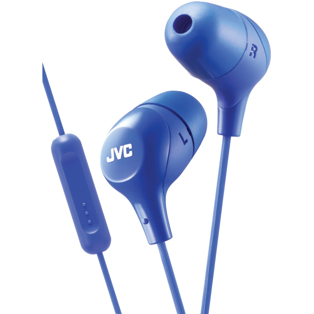 JVC(R) HAFX38MA Marshmallow(R) Inner-Ear Headphones with Microphone (Blue) - YuppyCollections