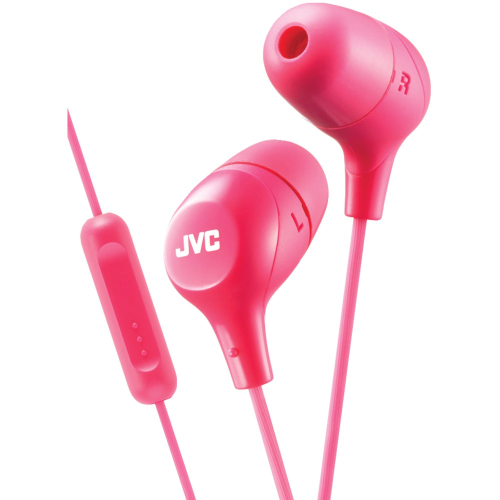 JVC(R) HAFX38MP Marshmallow(R) Inner-Ear Headphones with Microphone (Pink) - YuppyCollections