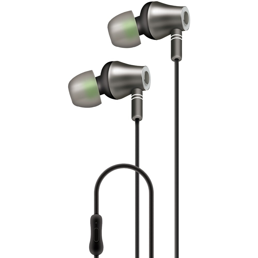 AT&T(R) E10-BLK E10 Metallic In-Ear Stereo Earbuds with Microphone (Black) - YuppyCollections