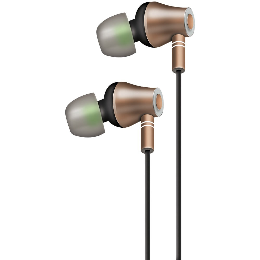 AT&T(R) E10-GLD E10 Metallic In-Ear Stereo Earbuds with Microphone (Gold) - YuppyCollections