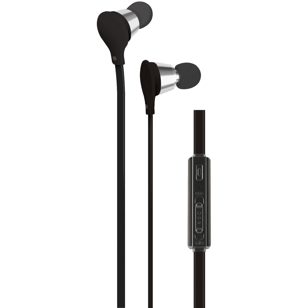 AT&T(R) EBV01-BLK Jive Noise-Isolating Earbuds with Microphone & Volume Control (Black) - YuppyCollections