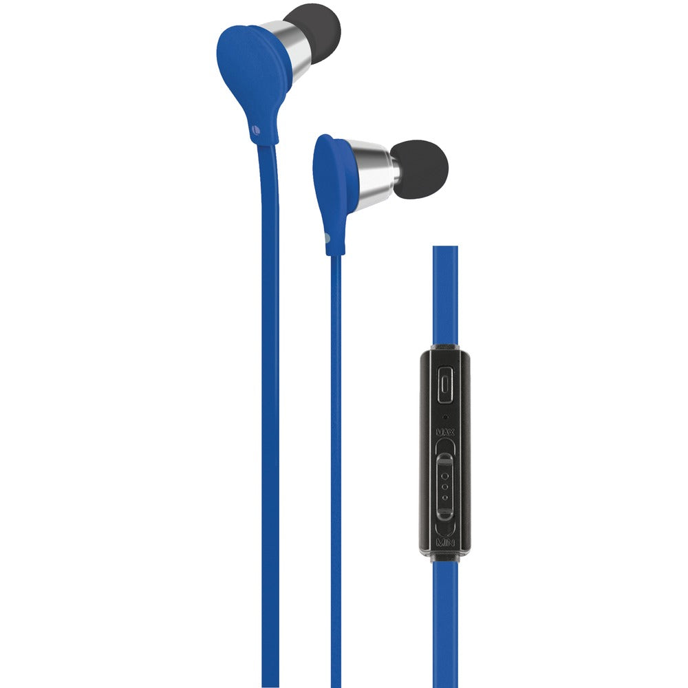 AT&T(R) EBV01-BLU Jive Noise-Isolating Earbuds with Microphone & Volume Control (Blue) - YuppyCollections