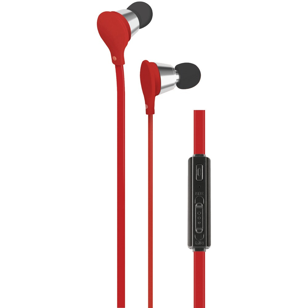 AT&T(R) EBV01-RED Jive Noise-Isolating Earbuds with Microphone & Volume Control (Red) - YuppyCollections