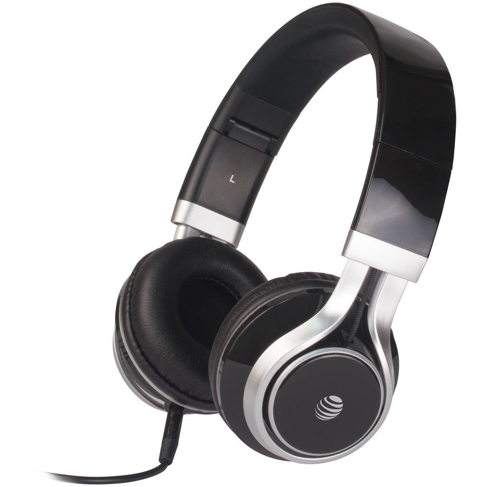 AT&T(R) HPM10-BLK Stereo Over-Ear Headphones with Microphone (Black) - YuppyCollections