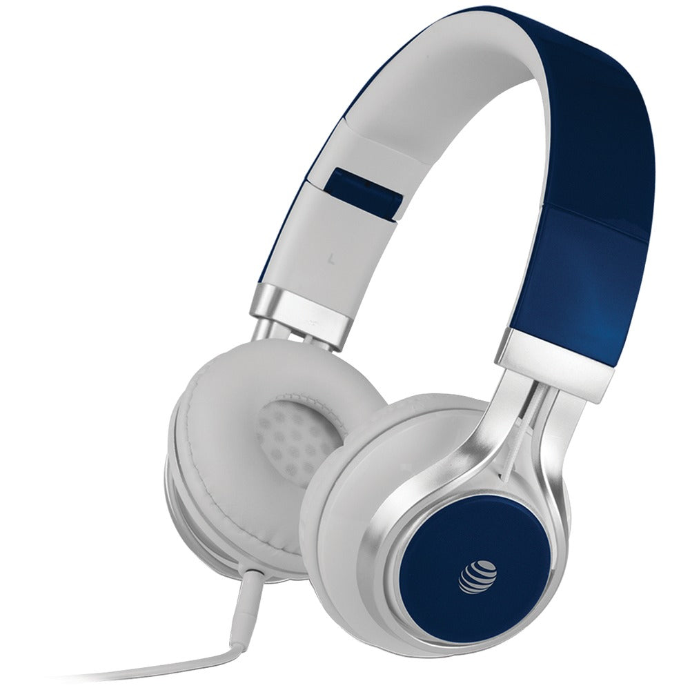 AT&T(R) HPM10-BLU Stereo Over-Ear Headphones with Microphone (Blue) - YuppyCollections