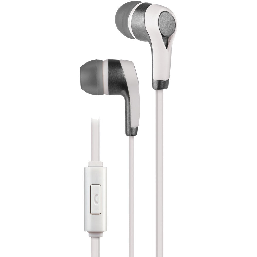 AT&T(R) PE10-WHT PE10 In-Ear Stereo Earbuds with Microphone (White) - YuppyCollections