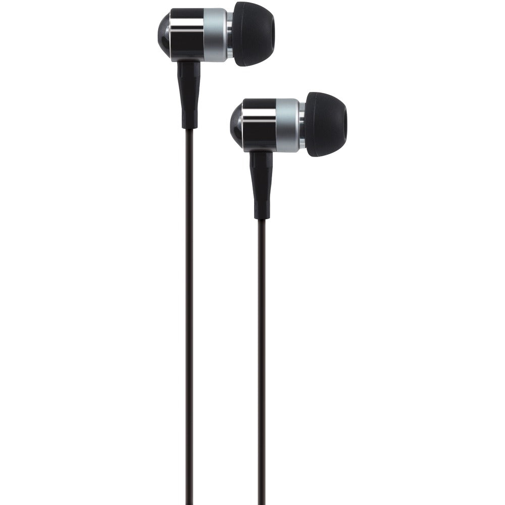 AT&T(R) PEBM02-BLK PEBM02 In-Ear Aluminum Stereo Earbuds with Microphone (Black) - YuppyCollections