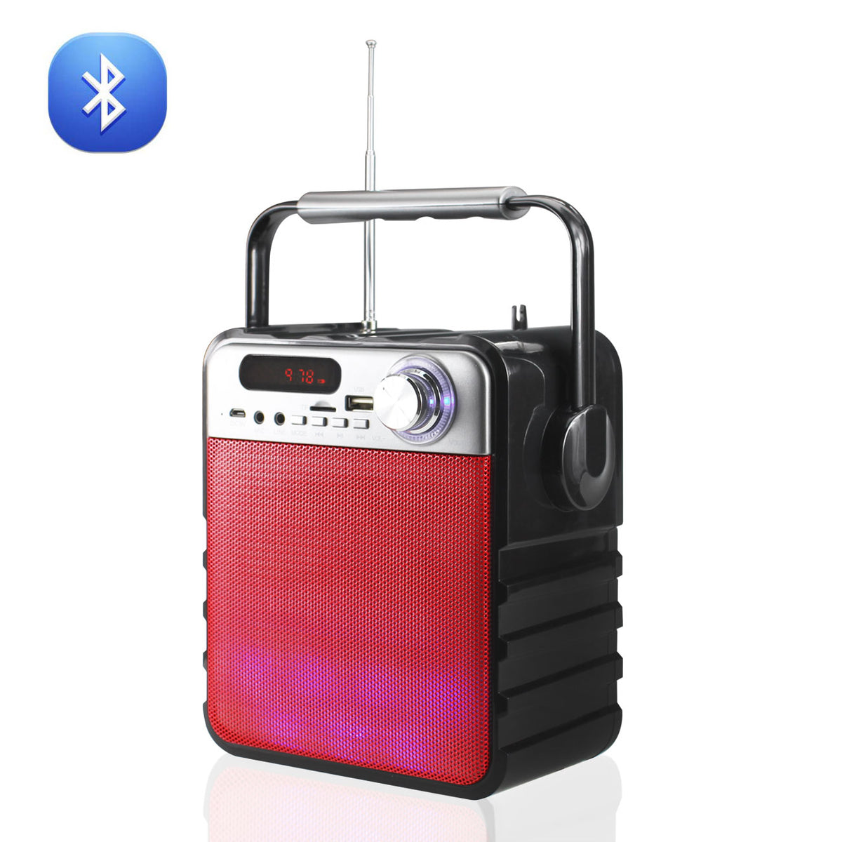 Universal Portable Boombox Bluetooth Multi-Color Speaker In Red - YuppyCollections