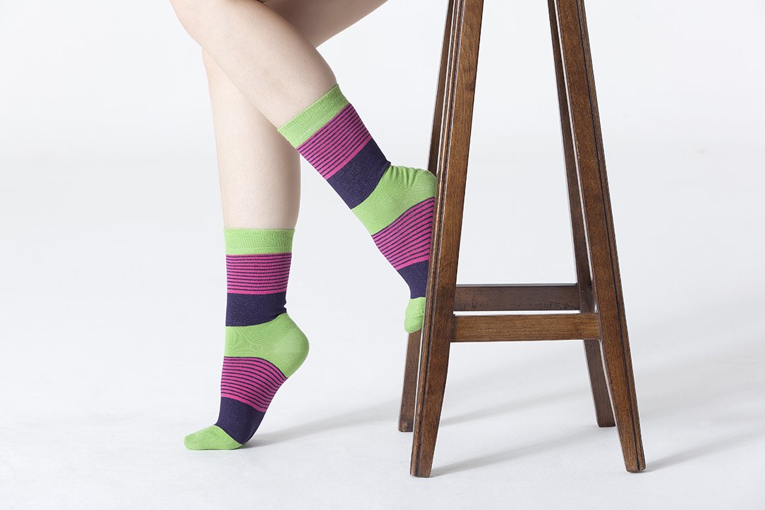 Womens 5-Pair Colorful Crew Socks - 6039 - YuppyCollections