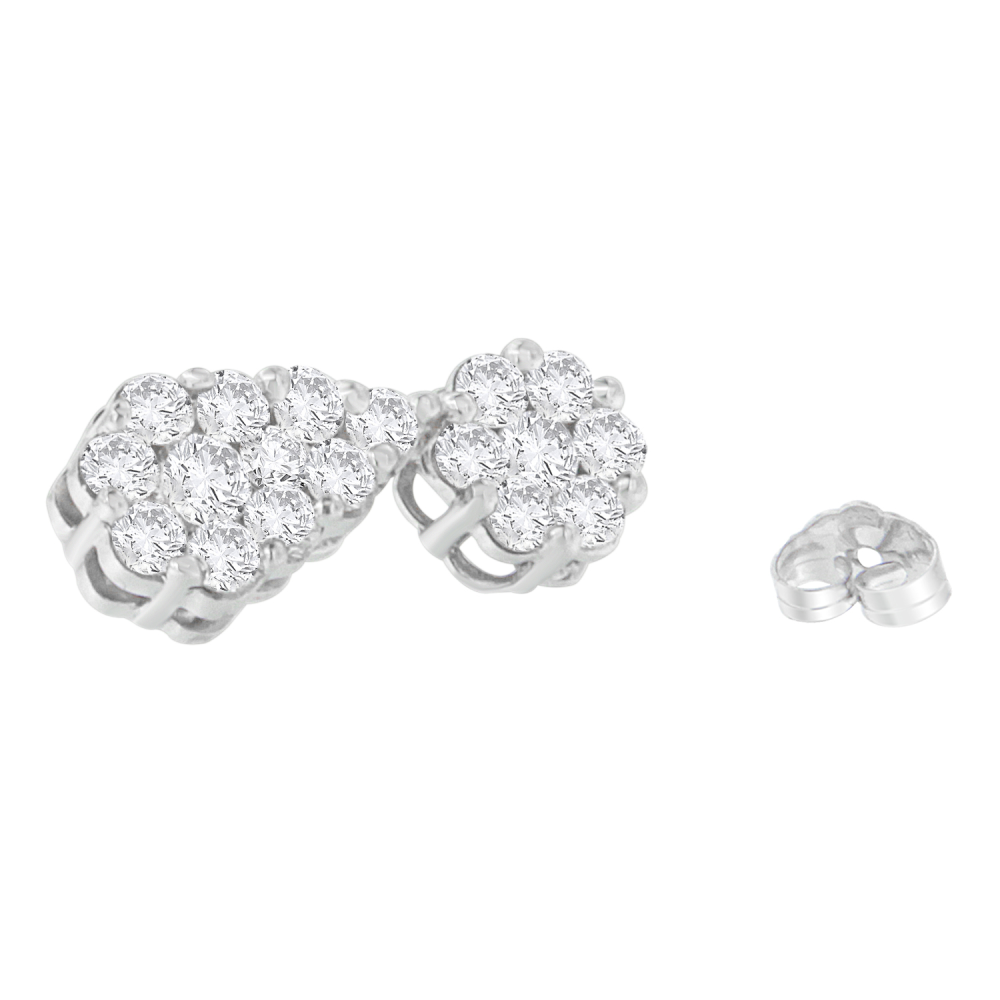 18K White Gold 3ct. TDW Round-cut Diamond Earrings (H-I,I1-I2) - YuppyCollections