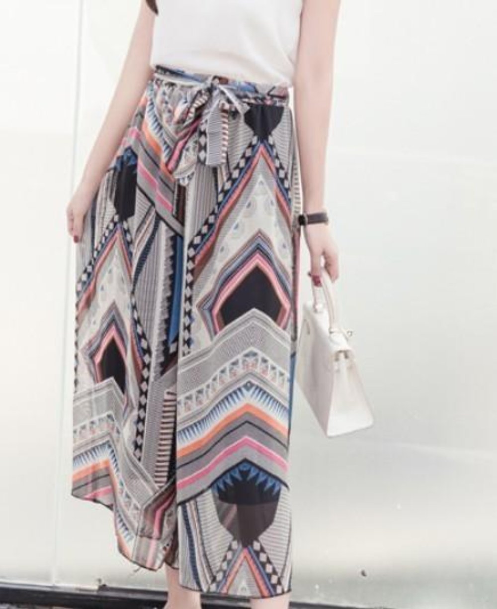 Pattern Flowy Wide Leg Pants - YuppyCollections