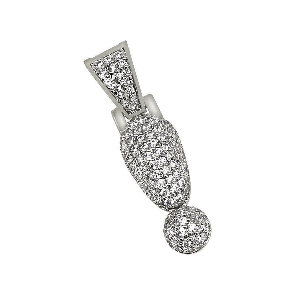 ! Exclamation Point Symbol Rhodium CZ Bling Bling Pendant - YuppyCollections