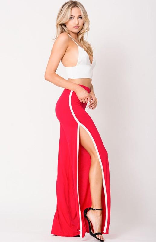 Double Slit Wide Legs Pants - YuppyCollections