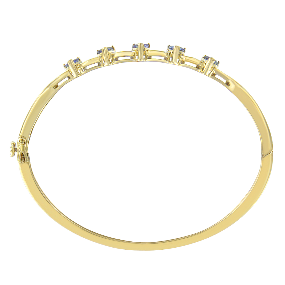 14K Yellow Gold 2ct. TDW Baguette-cut Diamond and Tanzanite Bangle (H-I, VS2-SI1) - YuppyCollections