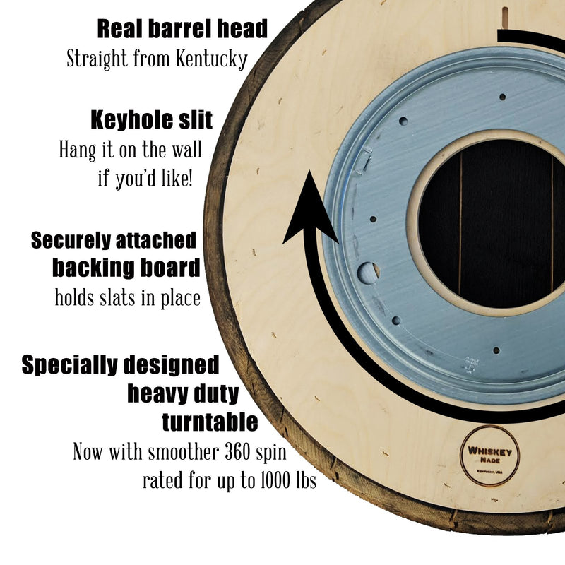 Reclaimed Bourbon Barrel Head Lazy Susan - YuppyCollections