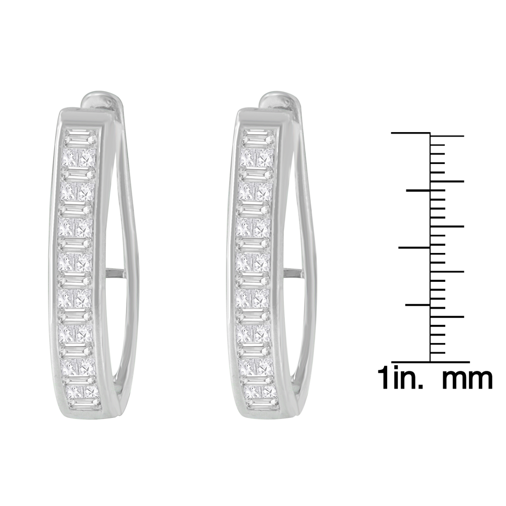 14K White Gold 3/4ct TDW Baguette and Princess-cut Diamond Earrings (G-H,VS1-VS2) - YuppyCollections