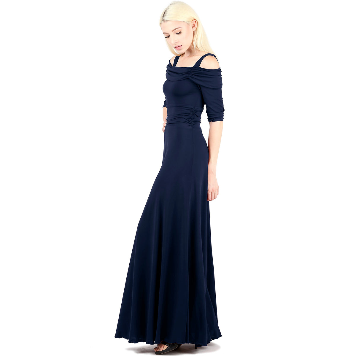 Evanese Women's Slip on Formal Long Eveing Party Dress Gown with 3/4 Sleeves - YuppyCollections