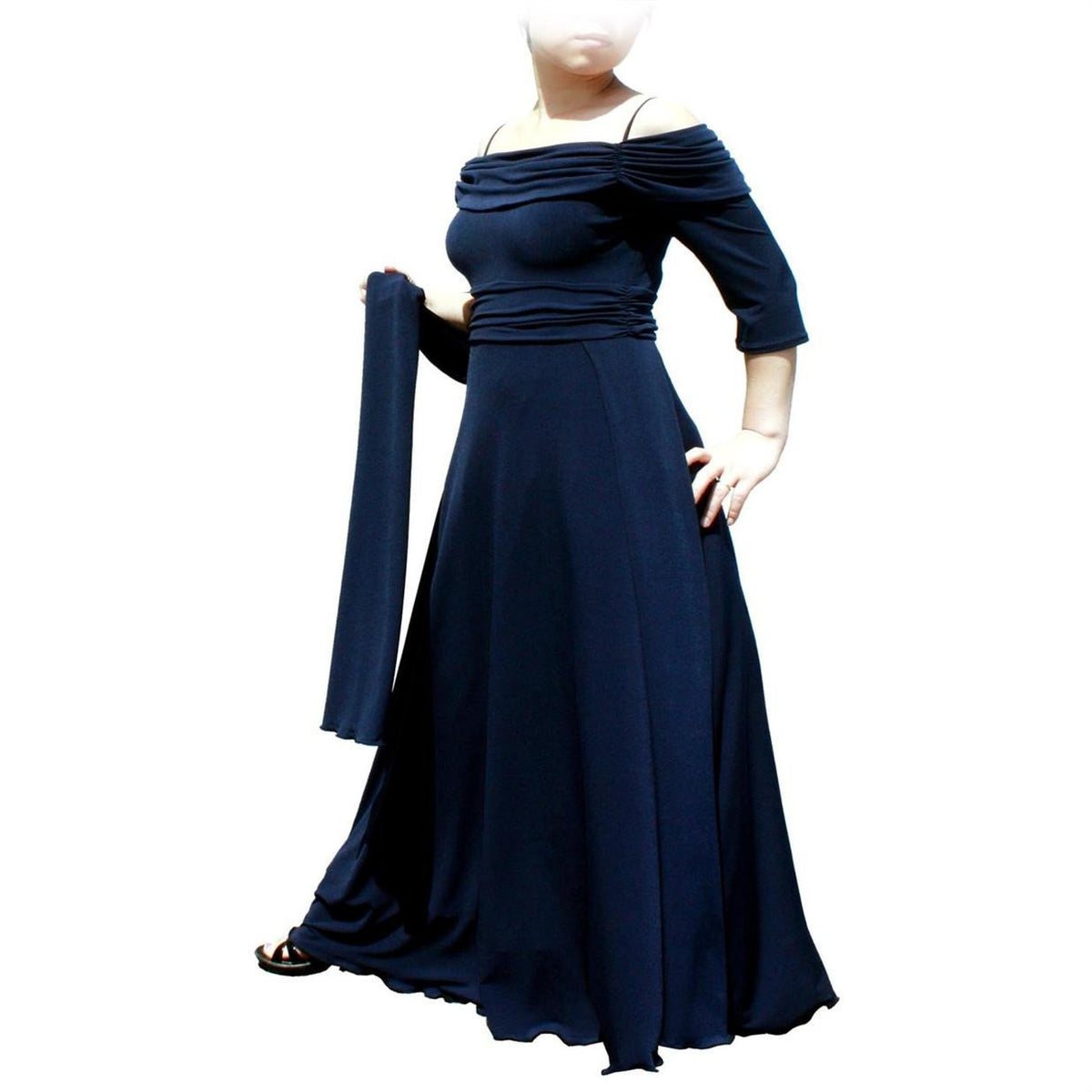 Evanese Women's Plus Size Formal Long Evening Dress 3/4 Sleeves and Side Flare - YuppyCollections