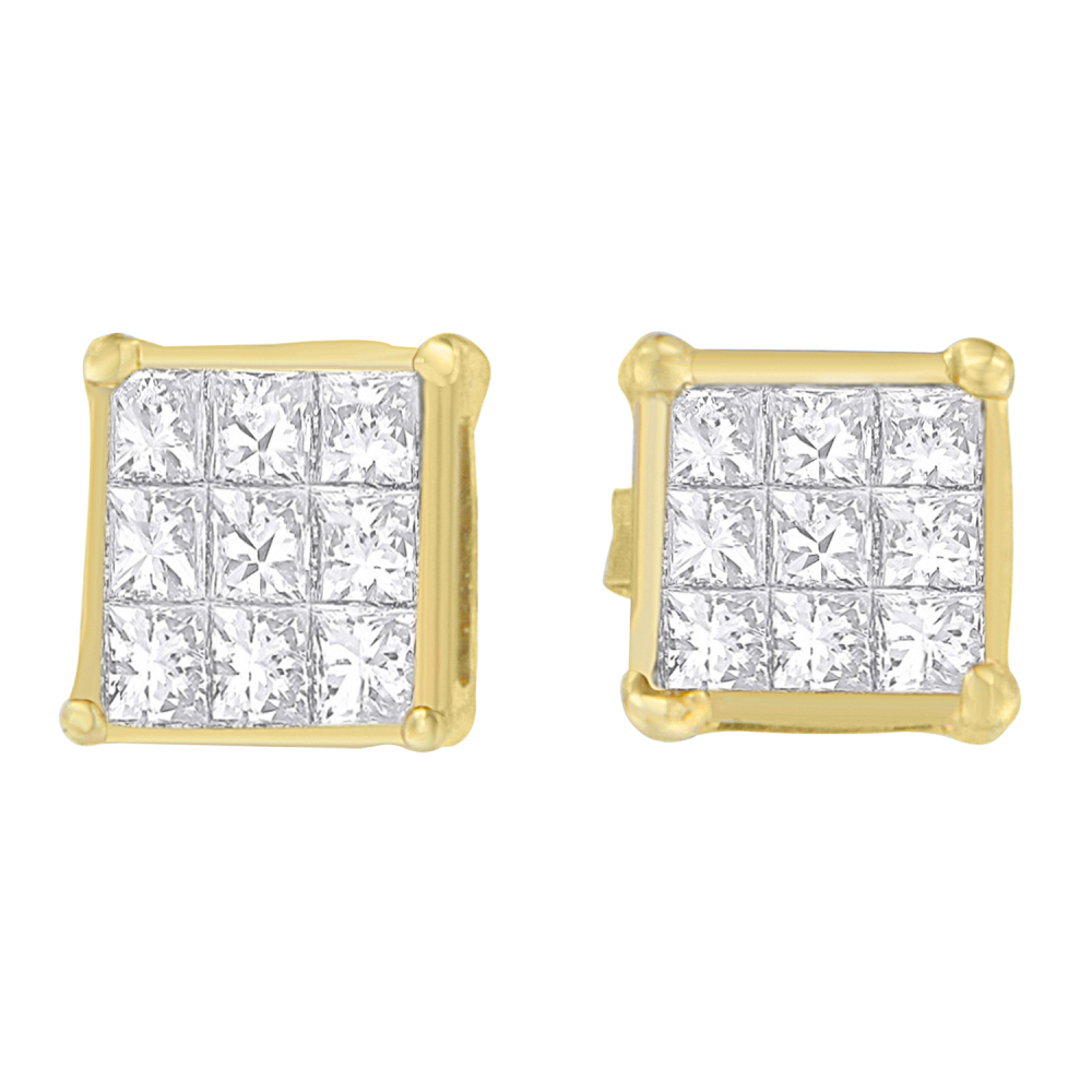 14K Yellow Gold 1/2ct TDW Princess-cut Diamond Earrings (H-I,VS1-VS2) - YuppyCollections