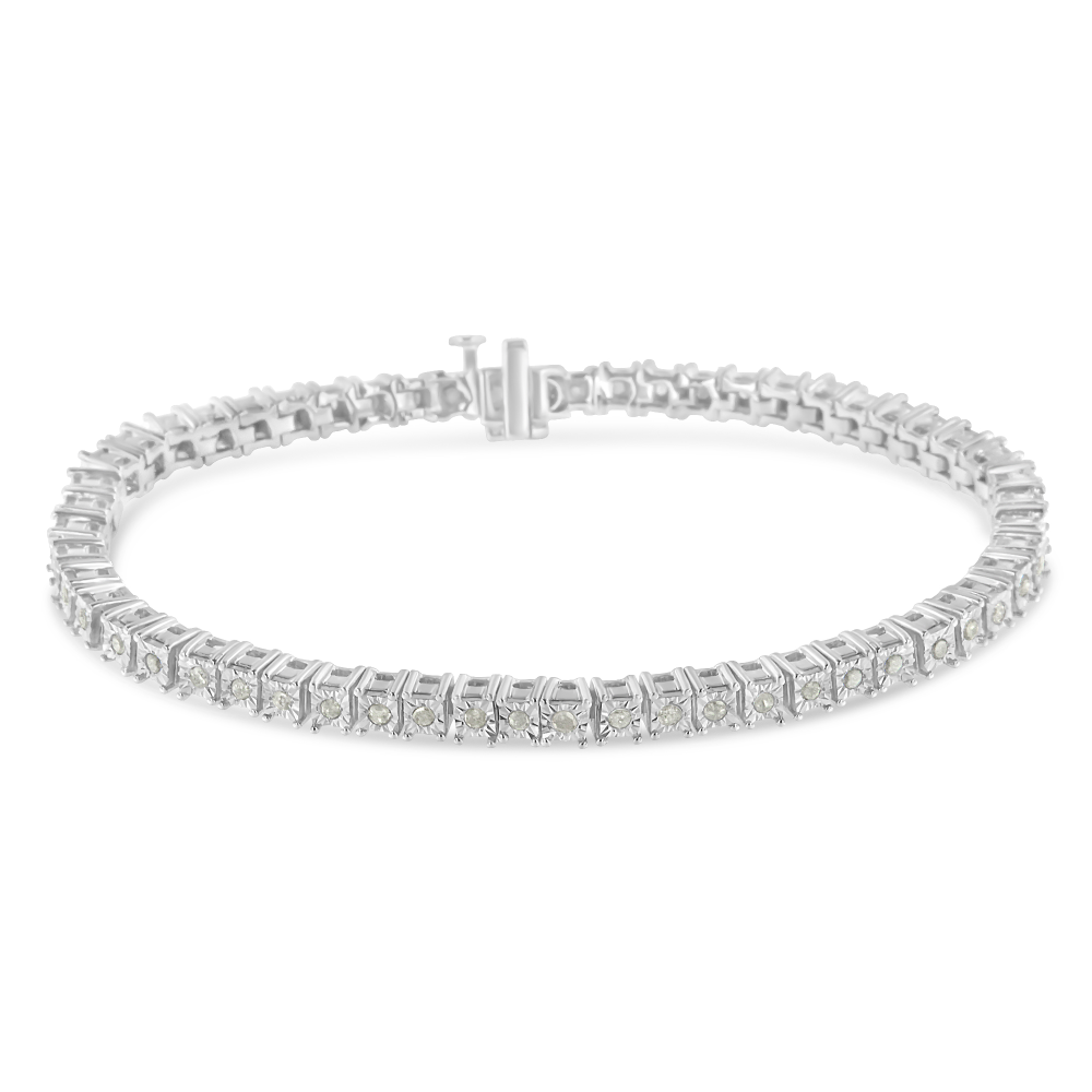 Sterling Silver 1ct. TDW Rose-cut Diamond Tennis Bracelet (I-J, I3-Promo) - YuppyCollections