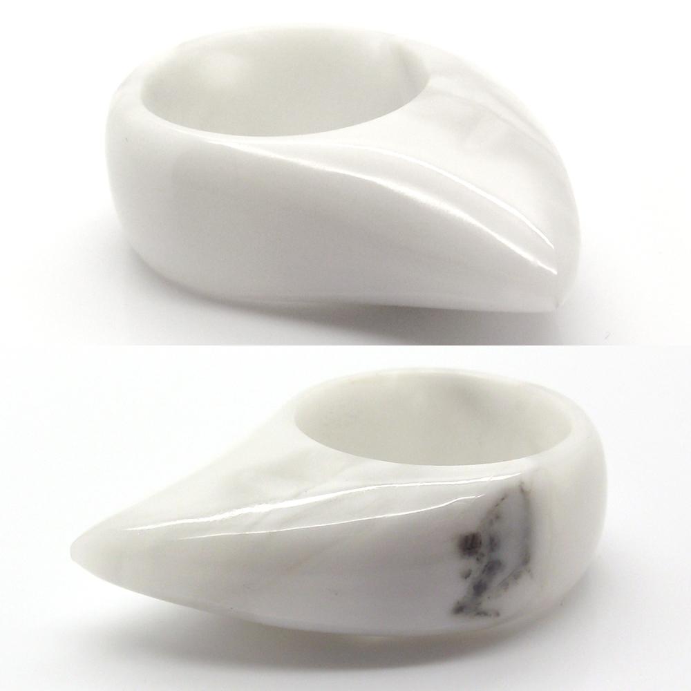 Shark Ring - White Fossil stone - YuppyCollections