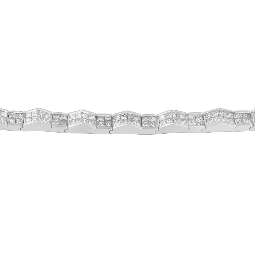 14K White Gold 7.5 ct. TDW Princess-Cut Diamond Fan-Shaped Bracelet (H-I,SI1-SI2) - YuppyCollections