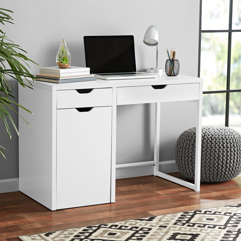 Mainstays Perkins Desk with Metal Frame with Storage for File Cabinet, Multiple ColorsMainstays Perkins Desk with Metal Frame with Storage for File Cabinet, Multiple Colors - YuppyCollections