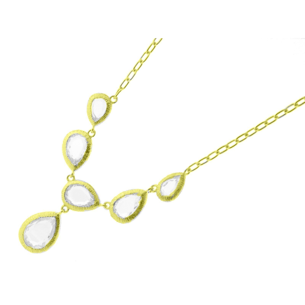 Flowing Marquis Stones Gala Necklace in Gold Plated Sterling Silver   Fronay - YuppyCollections