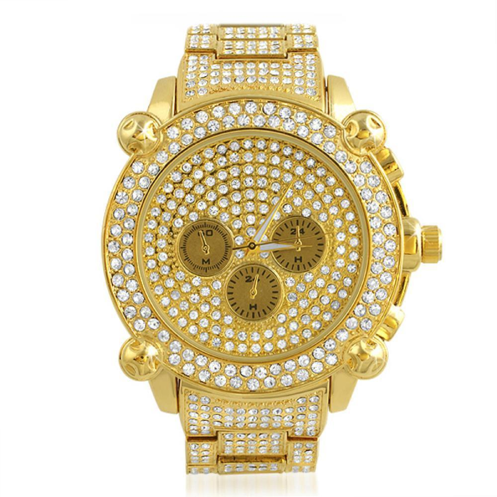 Gold Chrono Custom Hip Hop Watch - YuppyCollections