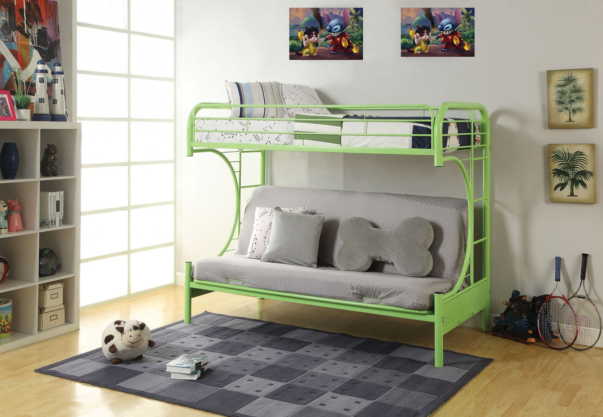 78" X 41" X 65" Twin Over Full Green Metal Tube Futon Bunk Bed