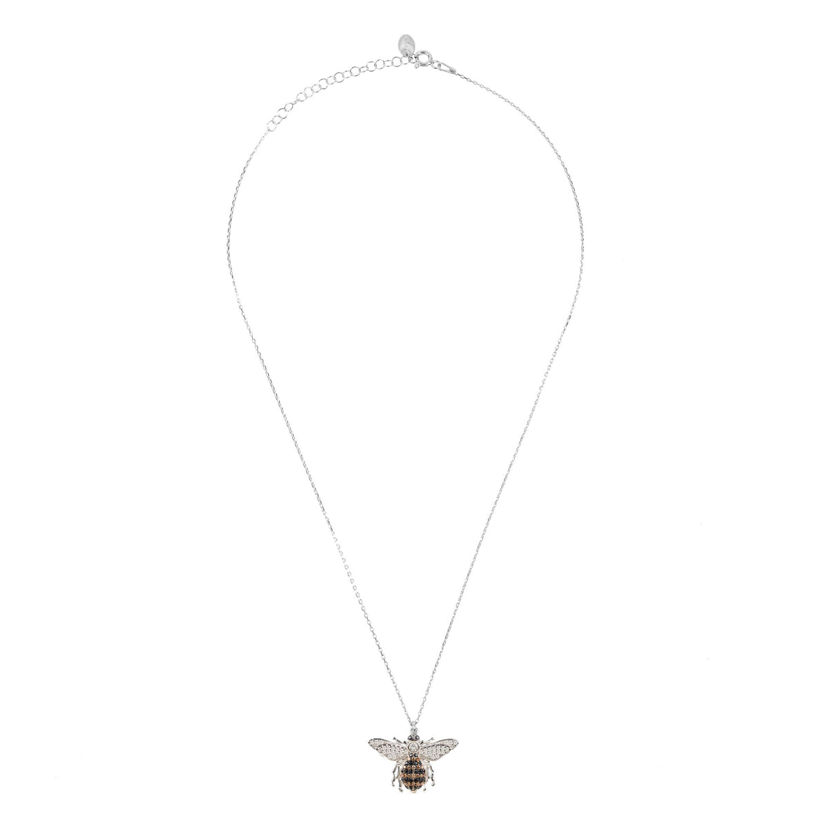 Honey Bee Pendant Necklace Silver - YuppyCollections